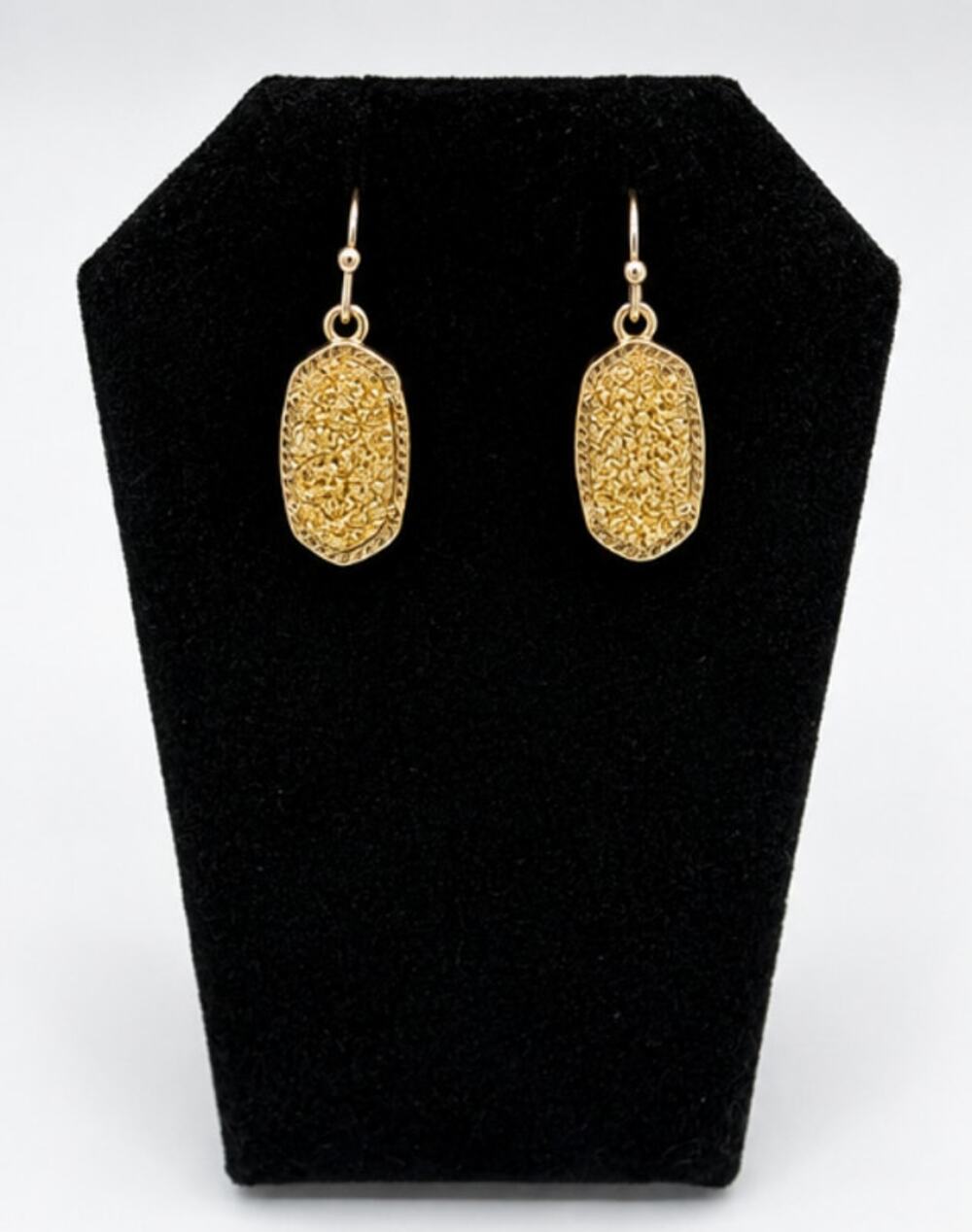 Kendra Scott Lee Gold Drusy Drop Earrings Sparkle Dangle Jewelry